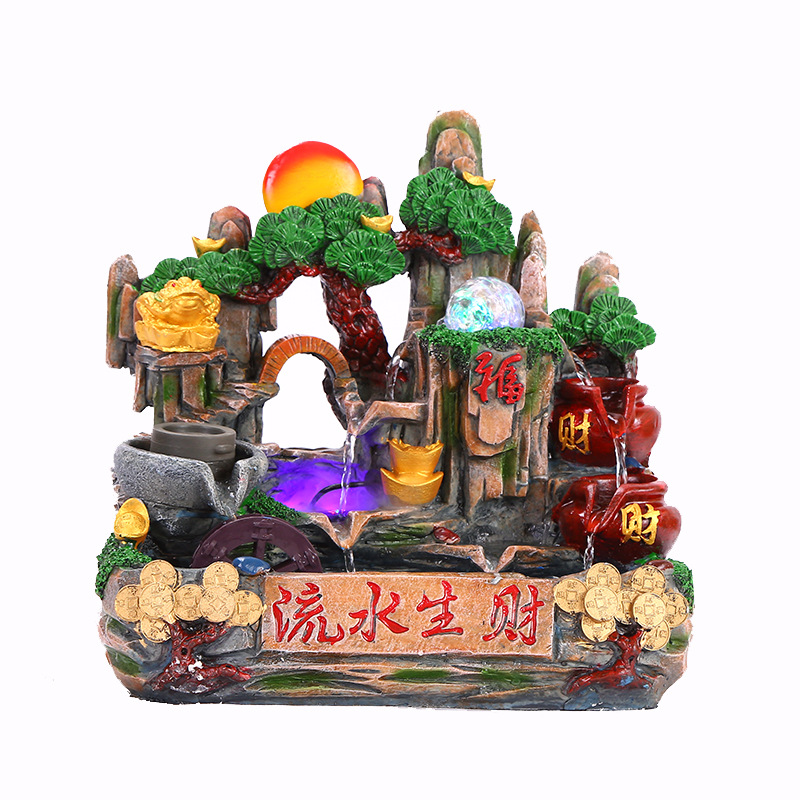 创意假山喷泉鱼池 家居装饰摆件金蟾工艺品  开业新房装饰品