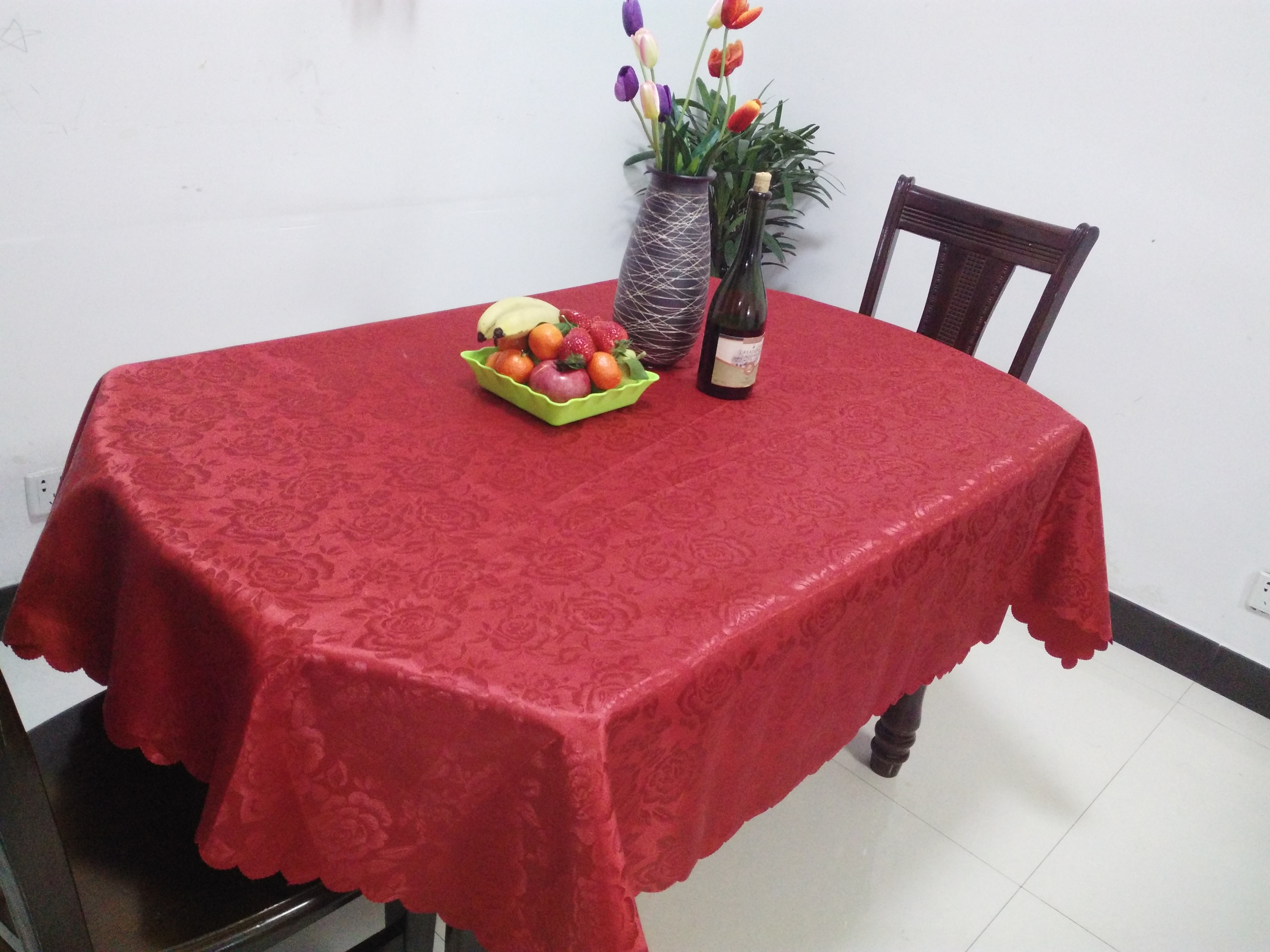 时尚欧洲全涤提花贡缎牡丹花桌布婚礼装饰台布