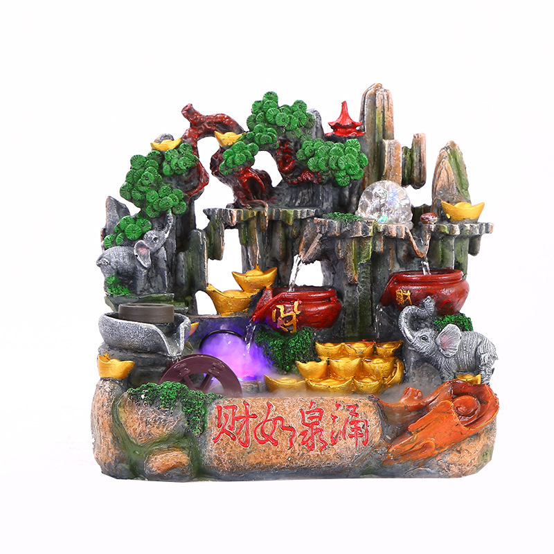 假山流水喷泉风水轮盆景 流水 元宝 福袋 工艺品 新奇特创意产品