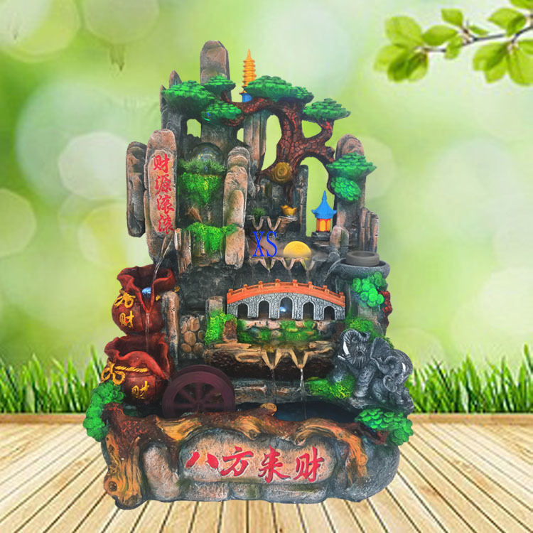 爆款大号树脂鱼缸拱桥大象山水微景观流水摆件流水工艺品厂家批发