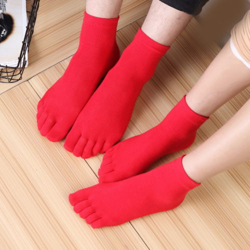 New Cotton Toe Socks Solid Color Men and Women Fashion Couple Five Finger Tube Socks Breathable Deodorant and Sweat Absorption Socks