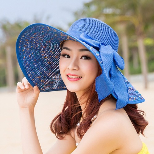 color bow sun hat uv protection big brim sun protection straw hat