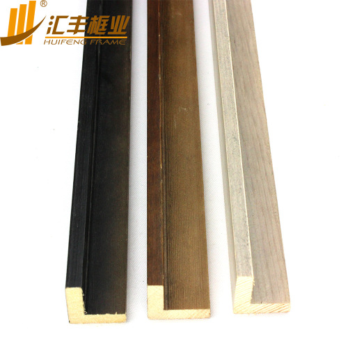 [huifeng frame industry] factory direct wholesale gold and silver foil solid wood frameless painting right angle picture frame lines 3308