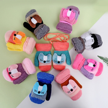 儿童手套冬保暖加绒加厚可爱卡通1\/2\/3岁小孩