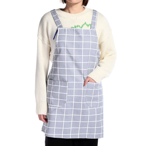 fashion simple cotton suspender plaid apron refreshing and generous household apron custom logo factory direct wholesale