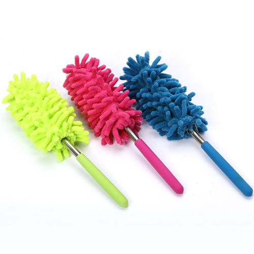 household practical chenille coral fleece retractable cleaning duster absorbent decontamination lint-free duster wholesale