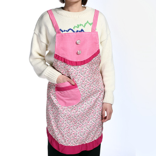 creative idyllic printing waterproof and antifouling multi-function pocket apron household women‘s personal custom apron wholesale