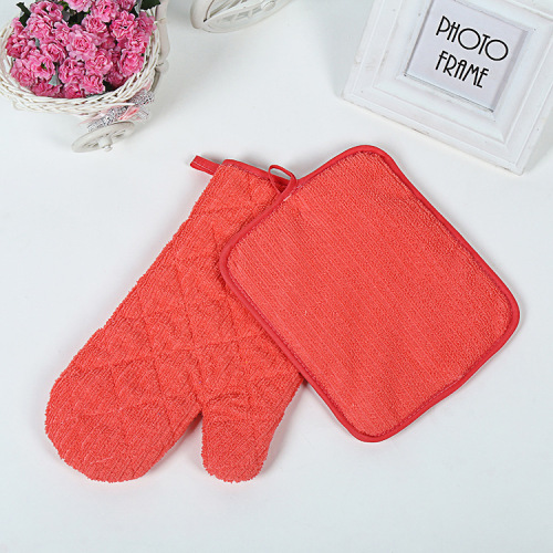 New Simple and Practical Solid Color Microwave Oven Gloves Anti-Scald Anti-High Temperature Multi-Purpose Thickened Gloves Factory Wholesale