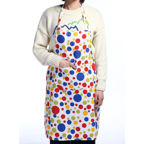 Canvas Thickened Printing Colorful Dot Apron with Pocket Magic Waterproof Antifouling Kitchen Apron Customized Logo 