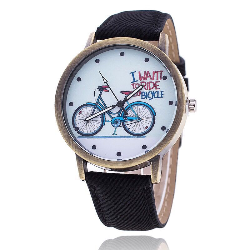 Quick sell to hot style fashion hot jeans band bike canvas men and women watch fashion cycling student watches.