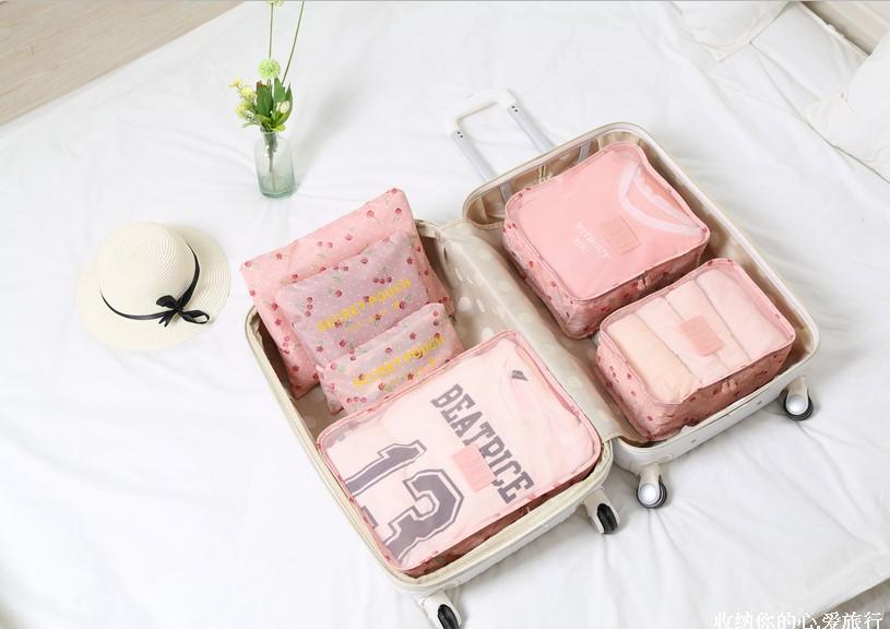 Supply Factory direct sale luggage packing bag printed six pieces of package tour package bag.