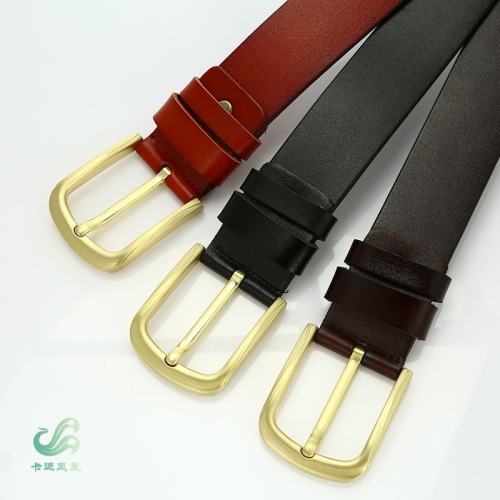 2018 Hot-Selling New Arrival Business Two-Layer Cowhide Pin Buckle Belt Leather Belt Alloy Copper Plating Buckle Factory Wholesale