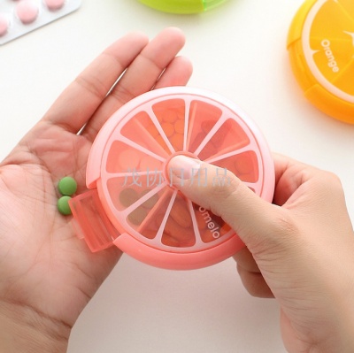 Backpack 7 days 7 g round rotating fruit pill box idea portable mini week fructose pill