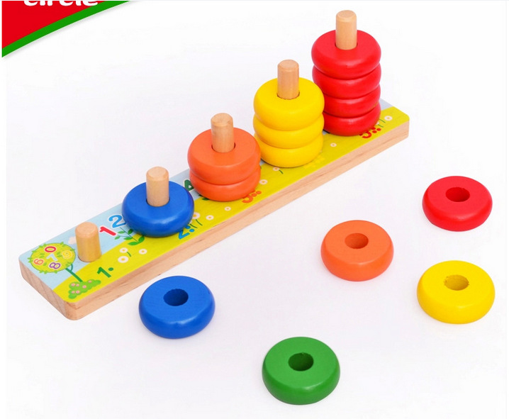 木制幼儿早教益智玩具 彩虹套圈游戏 数字学习