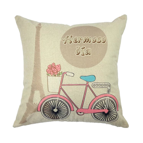 european-style simple romantic bicycle sofa cushion cover professional digital printing pillowcase can be customized