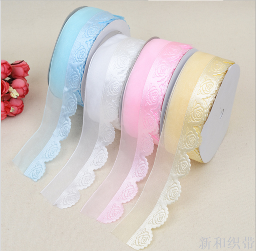 Ultrasonic Embossed Organza Tape Lace Ribbon Packaging Accessories