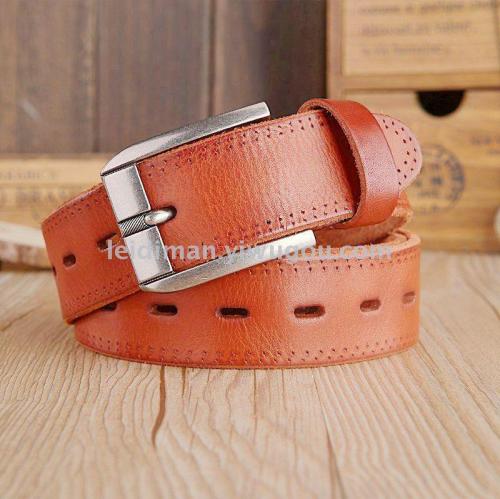 First Layer Cowhide Belt Washed-out Vintage Genuine Leather Belt Factory Wholesale Imported Men and Women Couple Belt