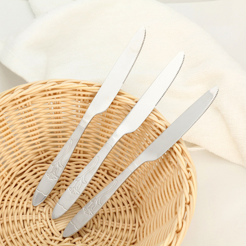 Chengfa Stainless Steel Tableware One Flower Dinner Knife Stainless Steel Dinner Knife Western Dinner Knife Factory Direct Sales