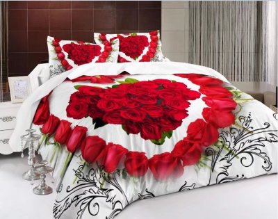 3D bed sheet four-piece set of large plate flower active printing and dyeing bedding.