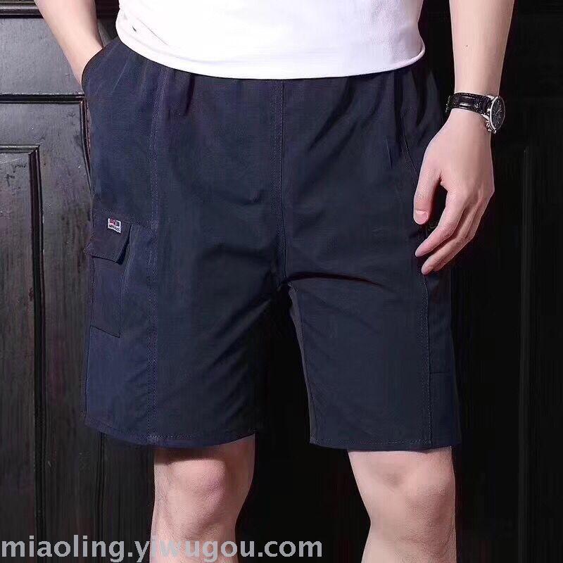 地摊跑量男士五分多口袋五分裤中老年短裤纯色