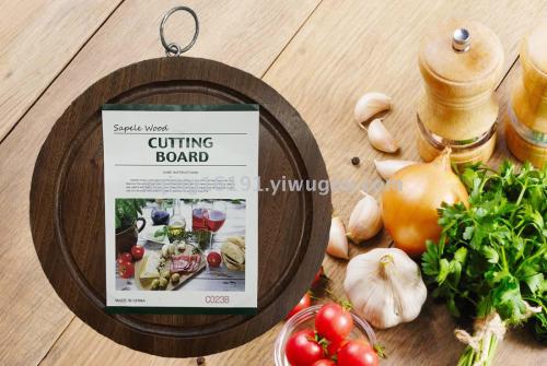 Manufacturer Wooden Cutting Board Sapele Wood round Cutting Board Non-Slip solid Wood Chopping Board