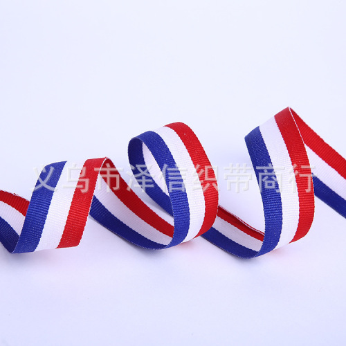 factory direct polyester 2.0cm 2.5cm red， white and blue fashion diy clothing accessories ribbon national flag belt wholesale