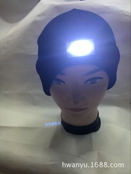 毛线针织晴论灯帽5LED发光帽子秋冬钓鱼跑步
