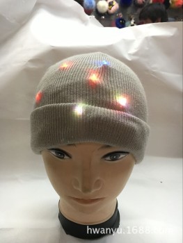 毛线针织晴论灯帽5LED发光帽子秋冬钓鱼跑步
