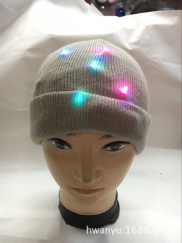 毛线针织晴论灯帽5LED发光帽子秋冬钓鱼跑步