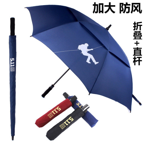 Men‘s plus-Sized Automatic Double-Layer Golf Umbrella Full Fiber Windproof Long Handle High-End Business Umbrella Spot