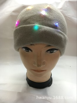 毛线针织晴论灯帽5LED发光帽子秋冬钓鱼跑步