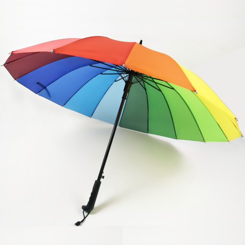 korean creative 16k rainbow umbrella long handle automatic umbrella straight pole umbrella factory wholesale custom advertising gift umbrella