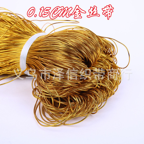 Factory Direct Sales 0.15cm round Gold Ribbon High Quality Dacron Ropes DIY Bags String for Label Tag Decoration Gift Band