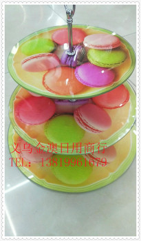 新款 钢化玻璃 三层 蛋糕架 多种图案可选 J20