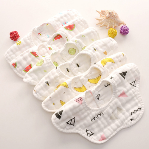 Maternal and Infant Product Manufacturers 8-Layer Gauze 360 Rotating Petals Bib Pinny Baby Saliva Towel