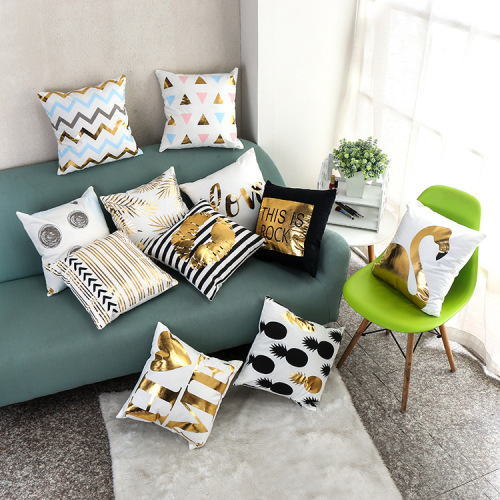 New Gilding Pillow Simple Fashion Living Room Sofa Printing Gilded Cushion