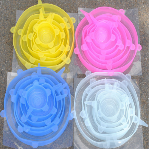 Silicone Plastic Wrap 6-Piece Set Lid for Airtight Container Stretchable Sealed Plastic Wrap Plastic Bowl Cover