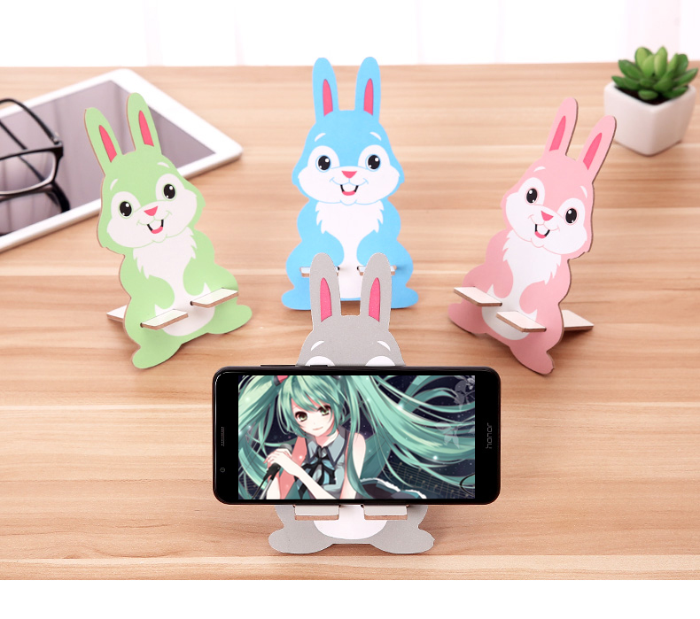 木质兔子手机架懒人看电视神器创意直播手机座