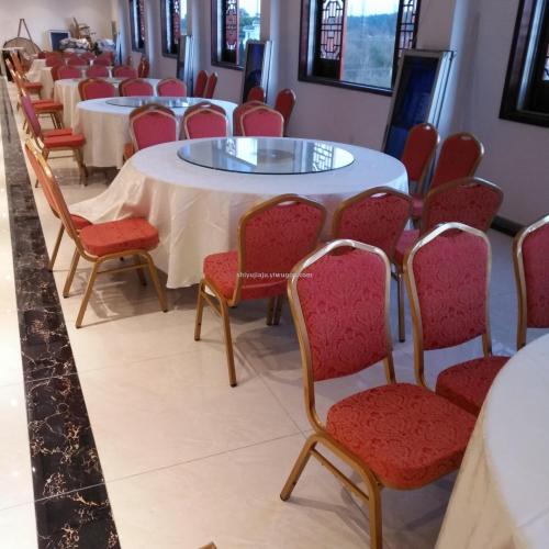 Huai‘an Yancheng Hotel Banquet Chair Hotel Conference Steel Chair Rural Rental Wedding Banquet Table and Chair