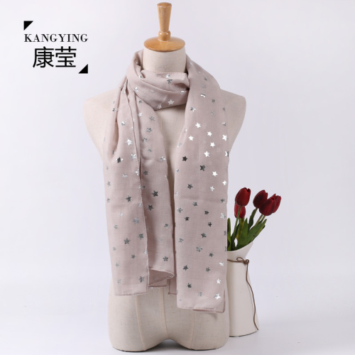 Spring and Summer Foreign Trade Hot Stamping Silver Women‘s Elegant Versatile Thin Long Anti-Ddos Scarf Shawl Dual-Use Scarf