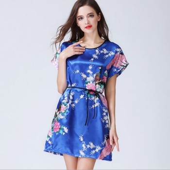 2018年夏季新款情侣仿真丝睡衣 丝绸居家服长