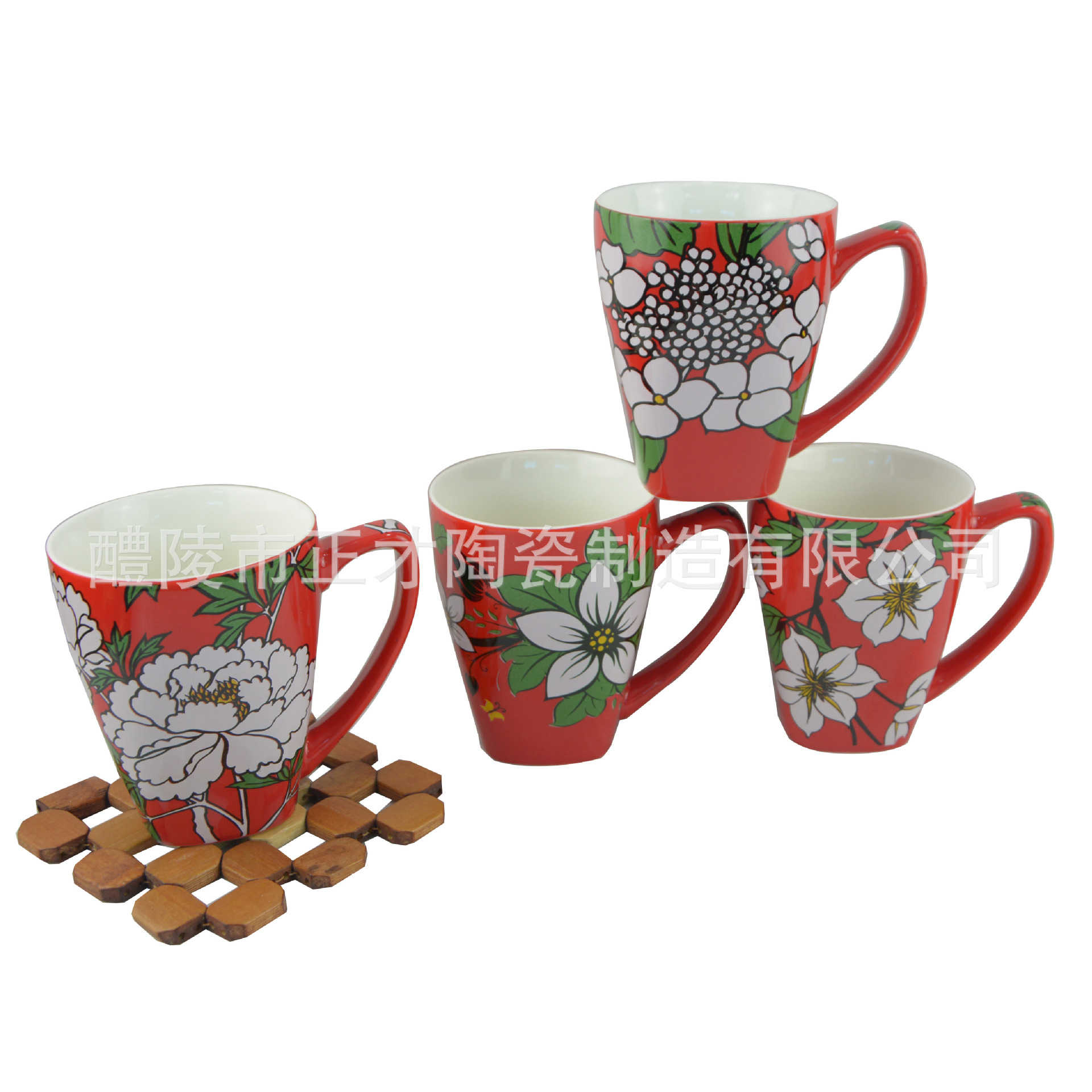 厂家直供日用红釉咖啡杯