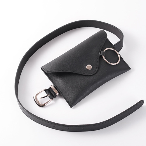 new temperament belt ladies decorative belt women‘s all-match dress korean style steel ring pu leather small waist bag