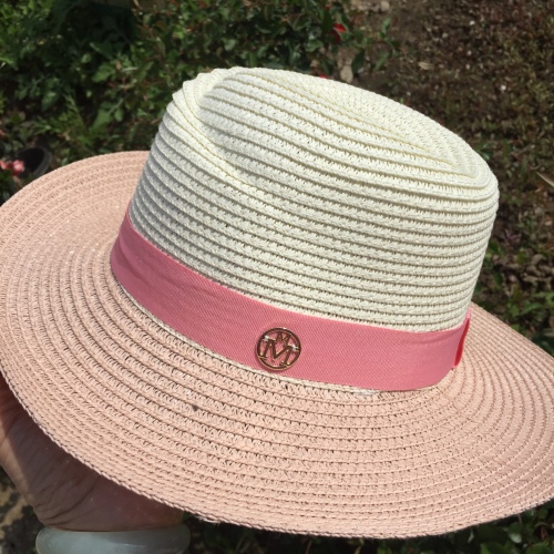 Summer New Flat Top Short Brim Double M Label Hat Sun Hat Outdoor Beach Hat Fresh Sun Protection Korean Style All-Match