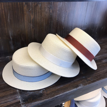 华巧 孙俪同款帽子女夏天平顶小礼帽草帽沙滩