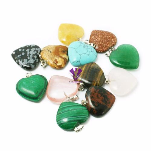 Amethyst Agate Blue Sand Protein Turquoise Natural Stone Necklace Love Heart Pendant