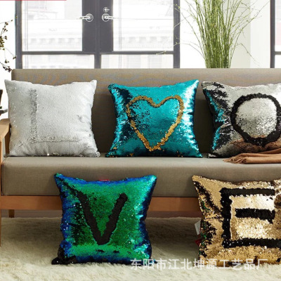 European and American hot - shot, DIY, double - color sequins can draw creative mermaid scales with pillow decorative pillow.