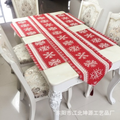 Strength factory spot direct selling red snowflake color weaving desk banner amazon cross-border e-commerce special offer can be customized.