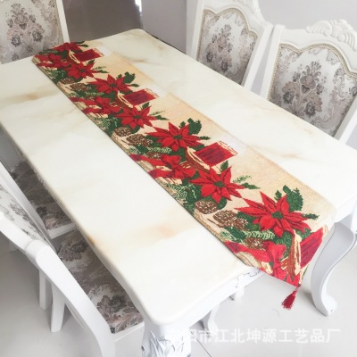 The European Christmas candle jacquard table flag amazon cross-border hot style hot party decoration table napkin table mat.