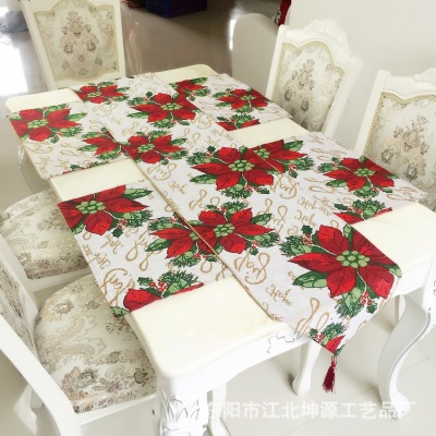 The Factory direct sale Christmas color jacquard table flag tea table flag Christmas tablecloth